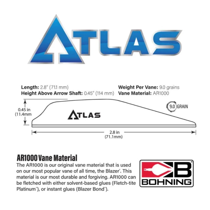 Bohning Vanes AR1000 Atlas 2.8"