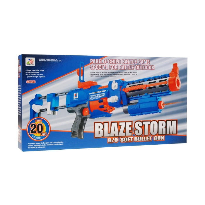 Karabin Pistolet 2w1 dla dzieci 8+ Blaze Storm 20 długich pocisków z pianki z celownikiem laserowym i kolbą